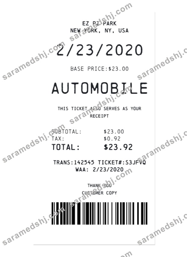 CAR PARKING payment receipt